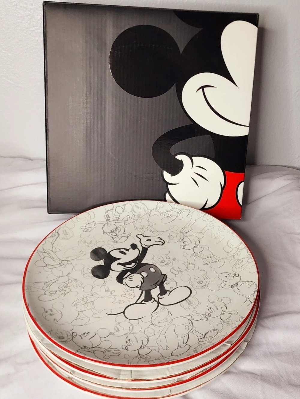 Pottery Barn Disney Mickey Mouse Salad Plates - Black & Red
